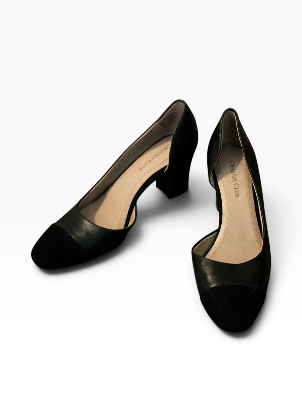 Charter Club Black Pumps Size 6 Block Heel Cap Toe